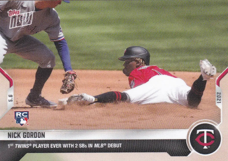 Nick Gordon baseball card from 2021 TOPPS NOW featuring Minnesota Twins player Nick Gordon
