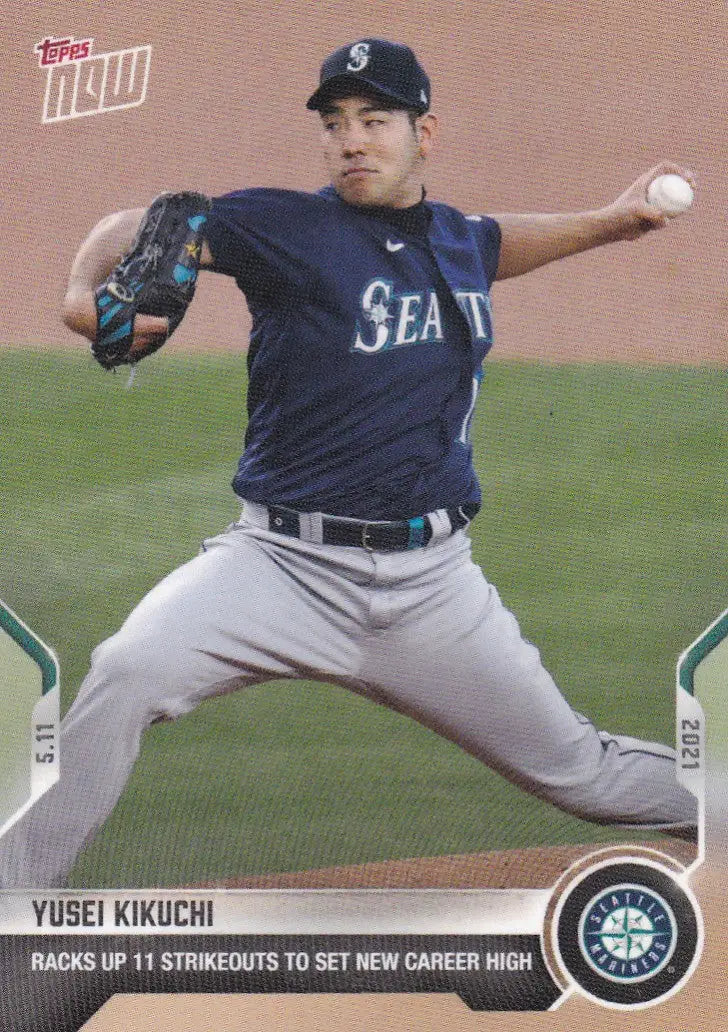 Yusei Kikuchi baseball card from 2021 Topps Now Seattle Mariners collectible item