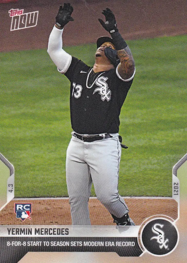 Yermin Mercedes Chicago White Sox player celebrating after 8 for 8 start of season