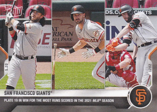 Baseball card showcasing San Francisco Giants players from the National League 2021 Topps Now