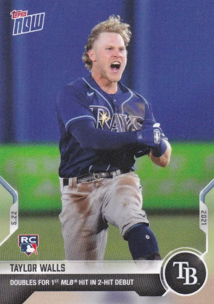 Taylor Walls baseball card from 2021 Topps Now featuring Tampa Bay Rays player
