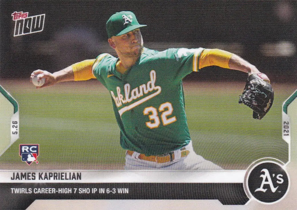 2021 Topps Now #273 James Kaprielian Oakland Athletics baseball card for collectors