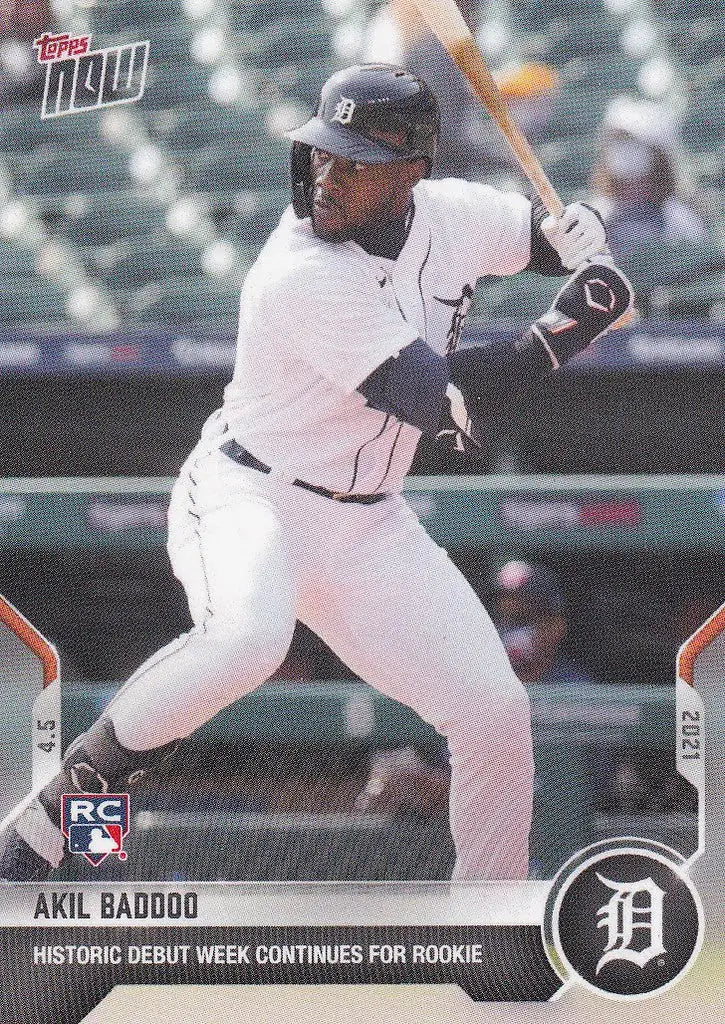 Akil Baddoo Detroit Tigers rookie at bat in a white uniform during a game