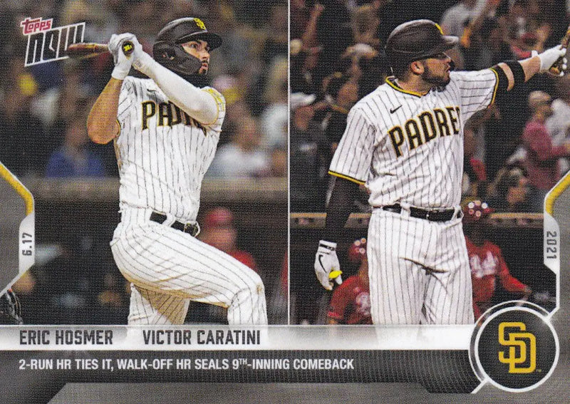 Baseball card of Eric Hosmer showcasing the San Diego Padres in 2021 TOPPS NOW #376