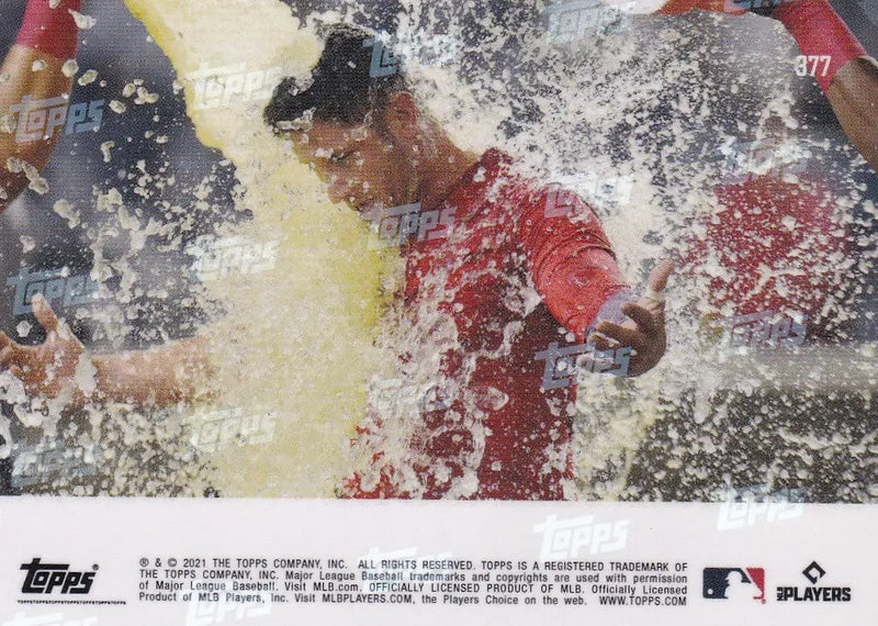 Yan Gomes receiving a Gatorade shower as a Washington Nationals player celebration
