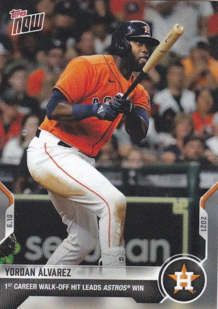 Yordan Alvarez 2021 Topps Now card featuring the Houston Astros design
