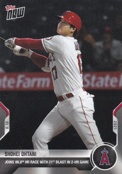 Shohei Ohtani baseball card from 2021 Topps Now #379 featuring Ohtani- Angels