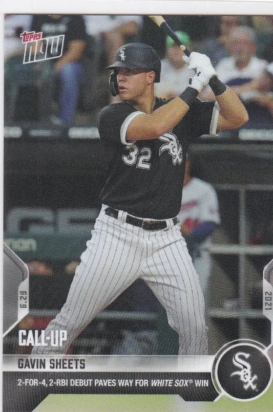 Gavin Sheets baseball card from 2021 TOPPS NOW featuring the Chicago White Sox