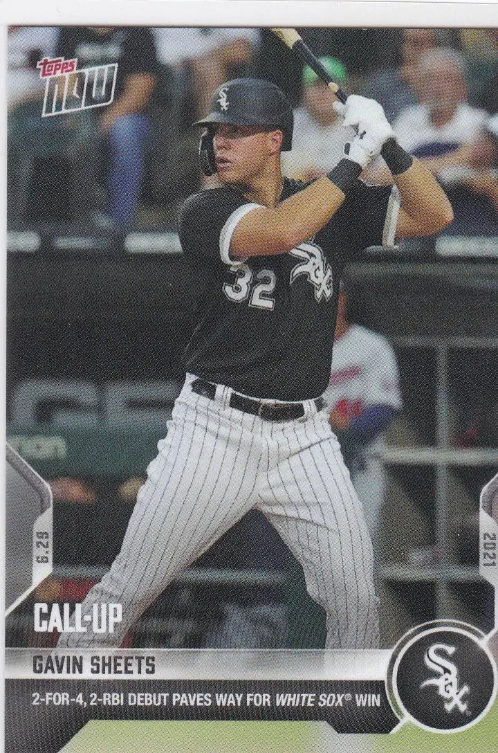 Gavin Sheets baseball card from 2021 TOPPS NOW featuring the Chicago White Sox