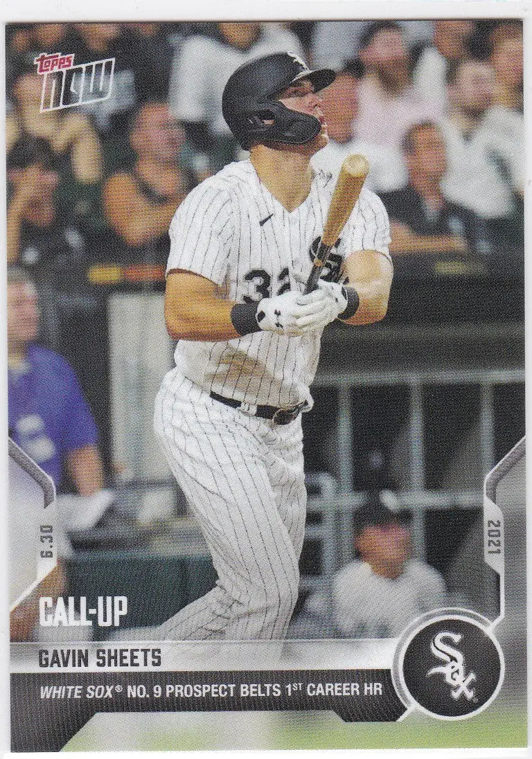 Baseball card of Gavin Sheets from 2021 TOPPS NOW for the Chicago White Sox