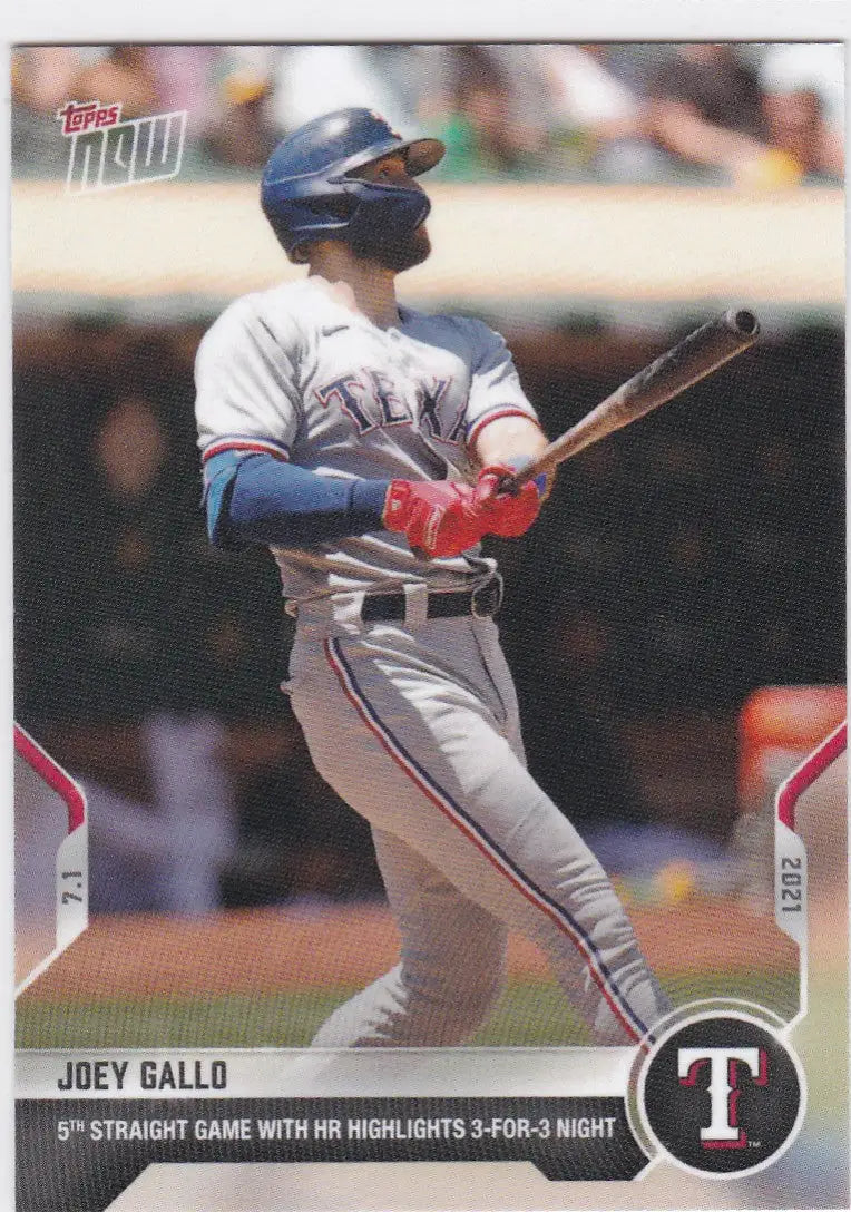 Joey Gallo baseball card from 2021 Topps Now featuring Texas Rangers star player