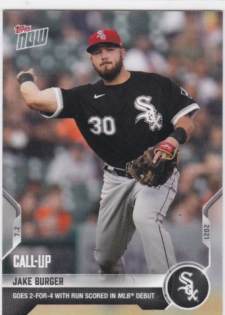 Jake Burger baseball card from 2021 TOPPS NOW, featuring Chicago White Sox player