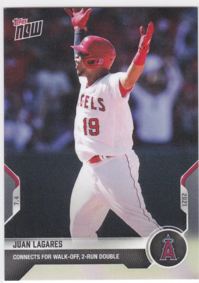 Juan Lagares baseball card from 2021 TOPPS NOW #461 featuring Lagares-Angels