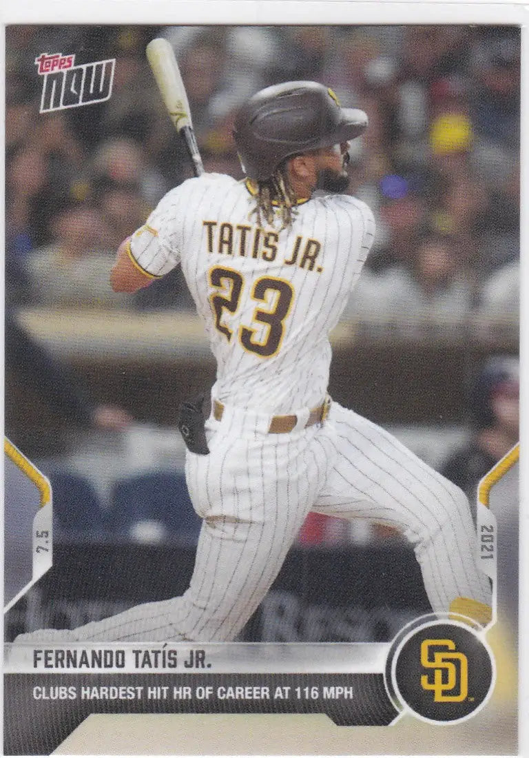 Fernando Tatis Jr. baseball card from 2021 Topps Now featuring San Diego Padres player
