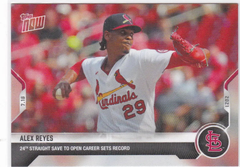 Alex Reyes baseball card from 2021 Topps Now #523 for St. Louis Cardinals collectors