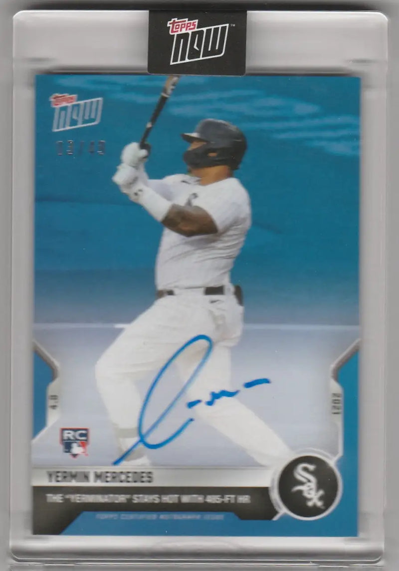 Yermin Mercedes Chicago White Sox Autograph baseball card on blue background
