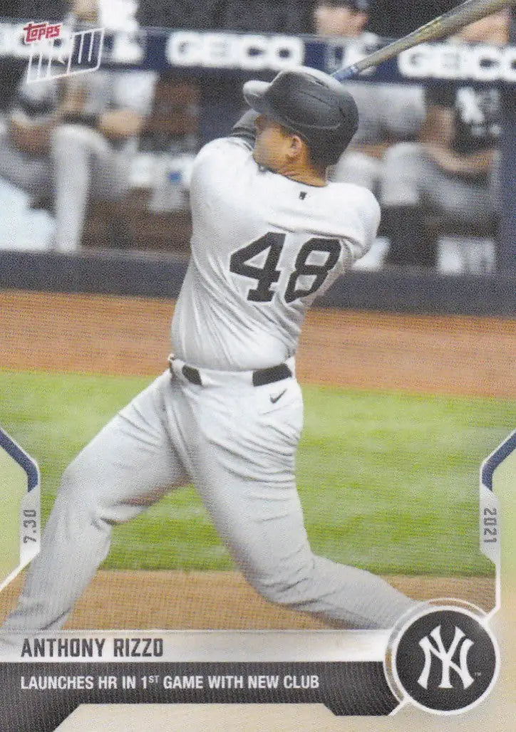 Anthony Rizzo baseball card from 2021 Topps Now featuring New York Yankees trading cards