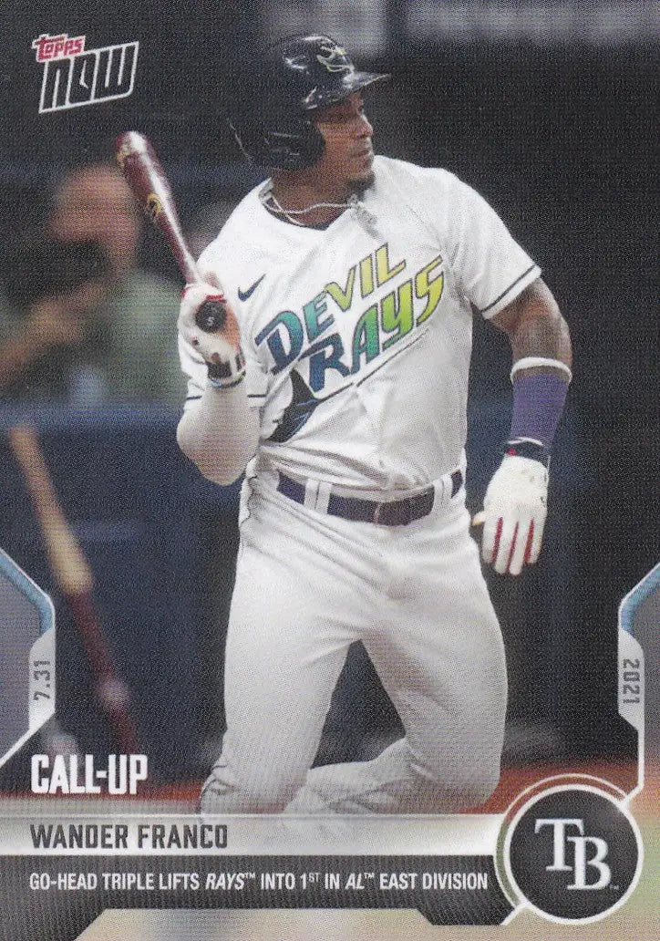 Wander Franco baseball card from 2021 TOPPS NOW, showcasing Tampa Bay Rays rookie talent