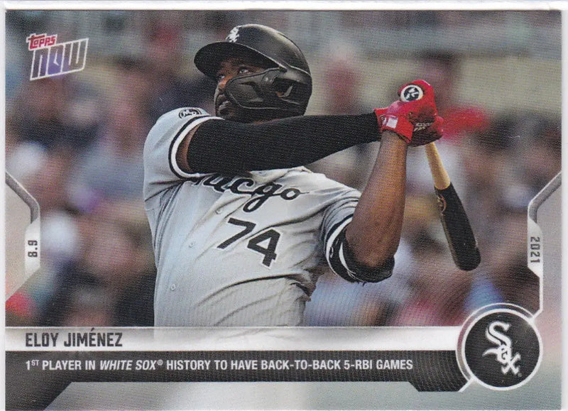 Eloy Jiménez baseball card from 2021 TOPPS NOW featuring Chicago White Sox player
