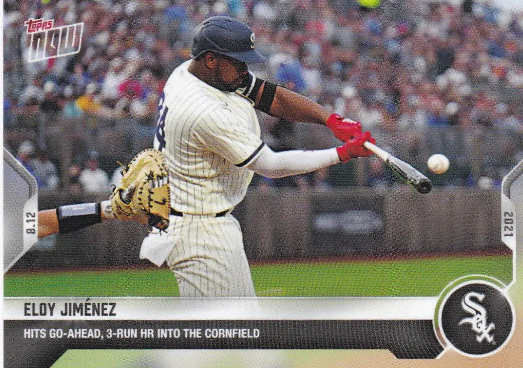 Baseball card of Eloy Jimenez from the 2021 Topps Now Chicago White Sox series