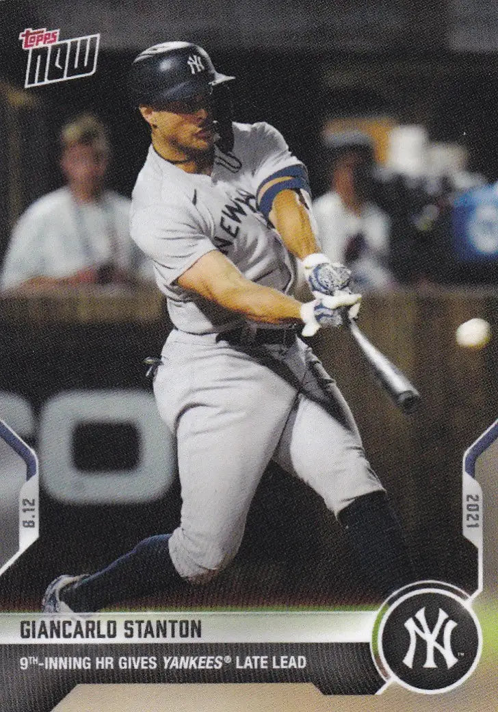 Baseball card of Giancarlo Stanton with the New York Yankees from 2021 Topps Now