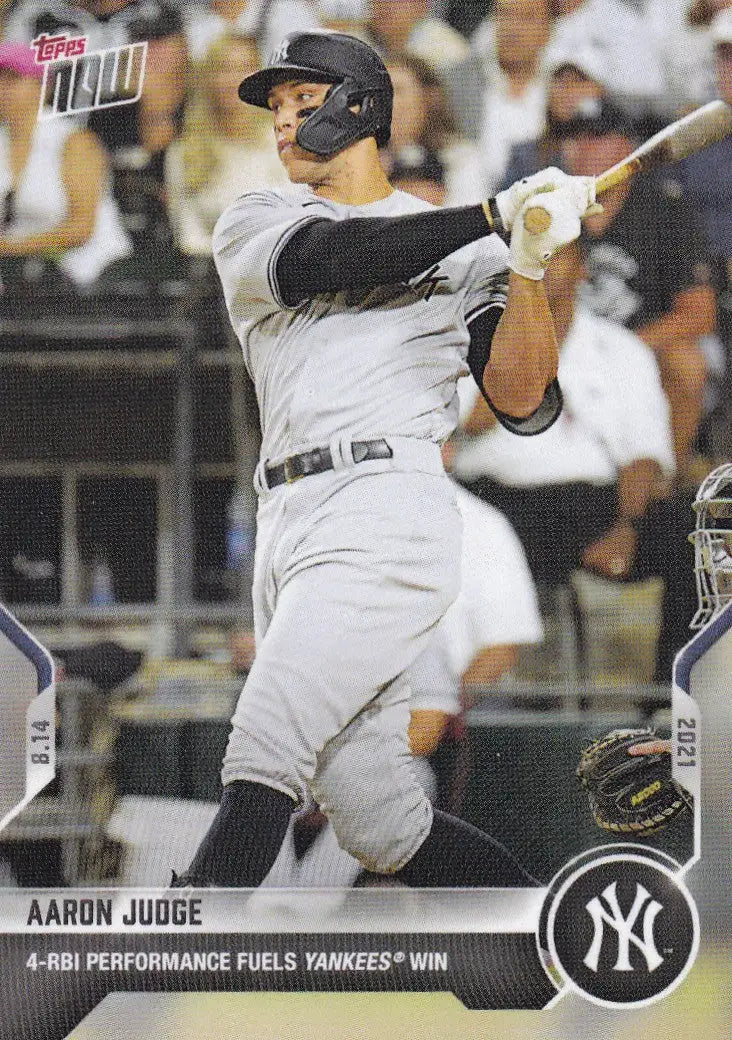 Aaron Judge baseball card from 2021 Topps Now featuring New York Yankees star player