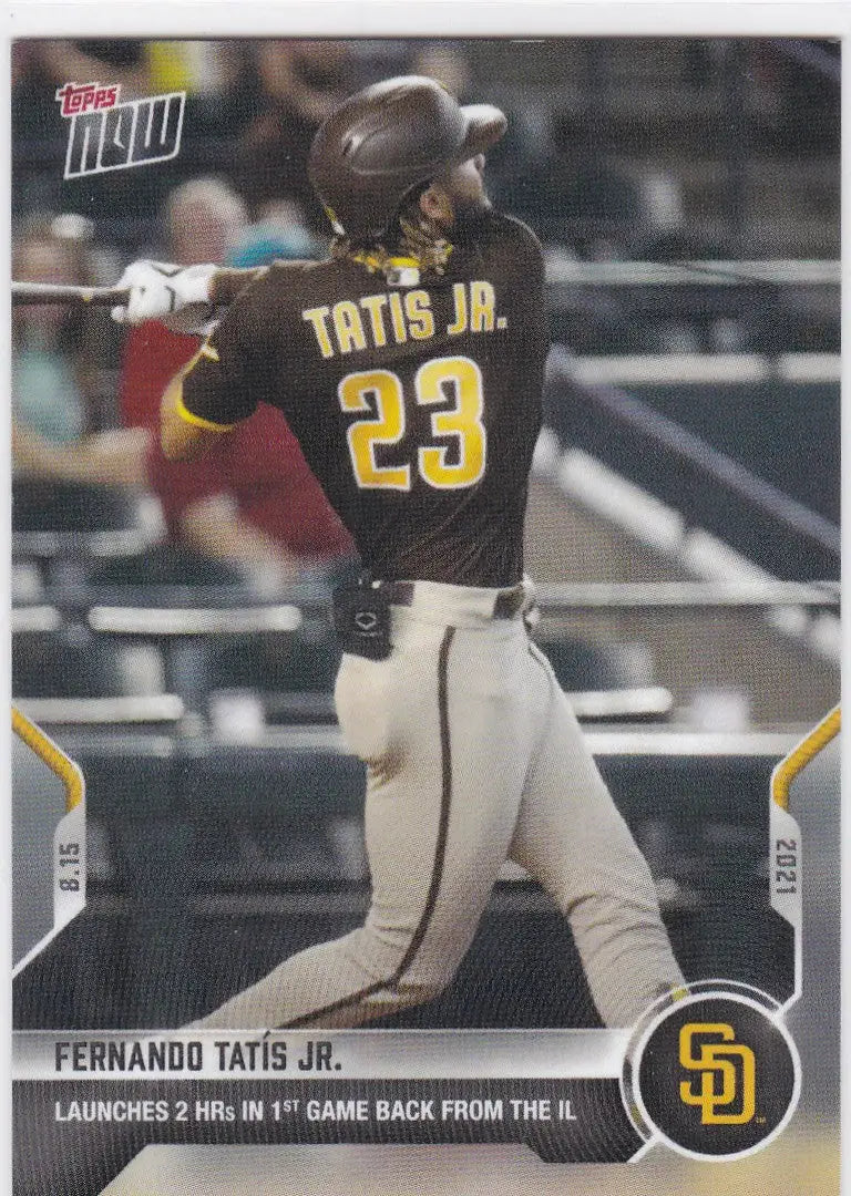 Fernando Tatis Jr. baseball card from 2021 Topps Now for San Diego Padres fans