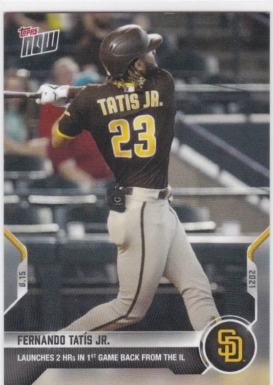 Fernando Tatis Jr. baseball card from 2021 Topps Now for San Diego Padres fans