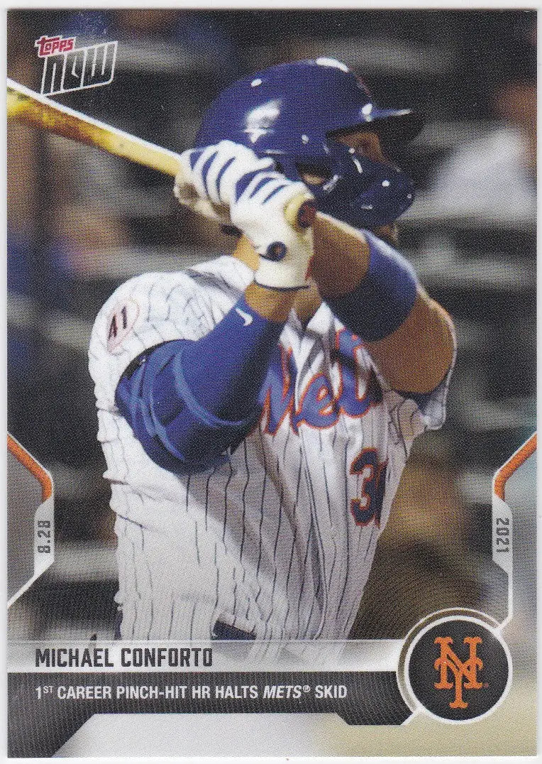 Michael Conforto baseball card from 2021 TOPPS NOW featuring New York Mets player