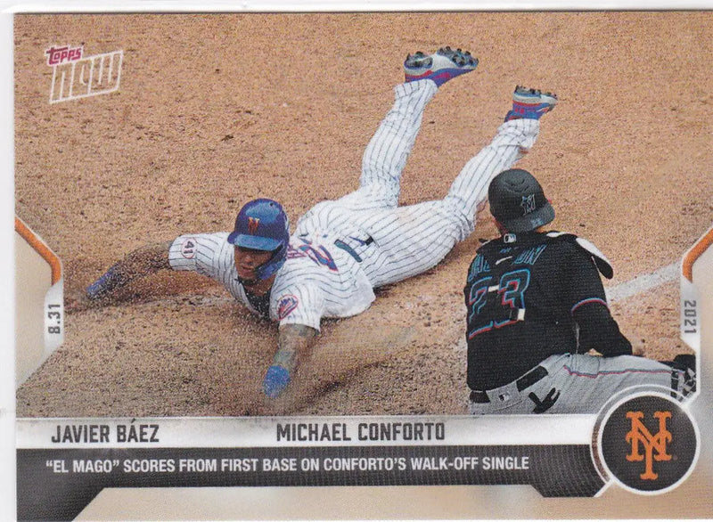 Baseball card of Javier Baez New York Mets 2021 TOPPS NOW #735