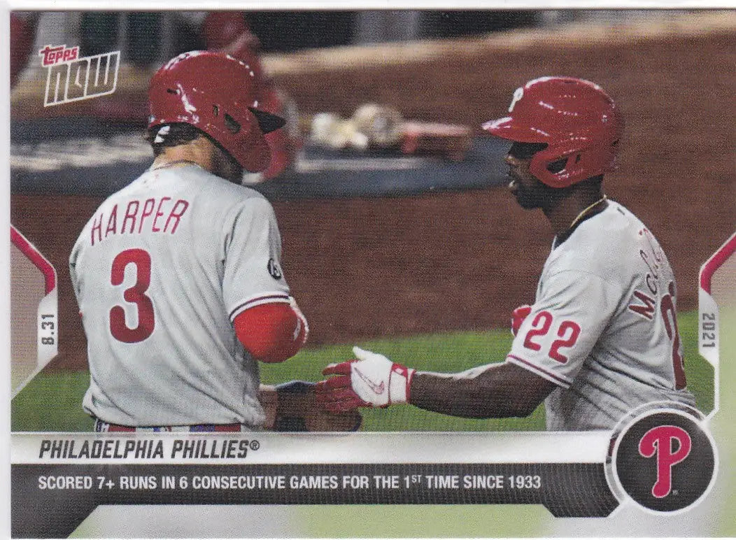 Baseball card featuring two Philadelphia Phillies players from 2021 TOPPS NOW #737