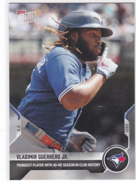 Vladimir Guerrero Jr baseball card from 2021 TOPPS NOW featuring Toronto Blue Jays star player