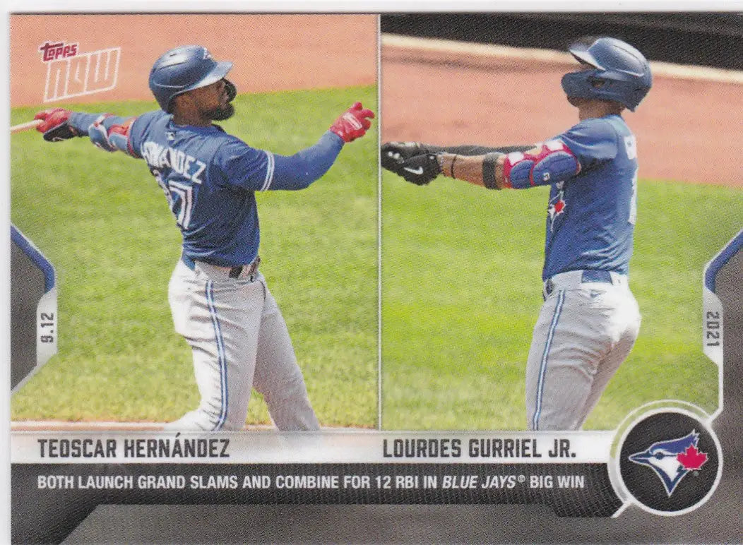 Baseball card featuring Teoscar Hernández and Lourdes Gurriel Jr for Toronto Blue Jays