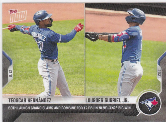 Baseball card featuring Teoscar Hernández and Lourdes Gurriel Jr for Toronto Blue Jays