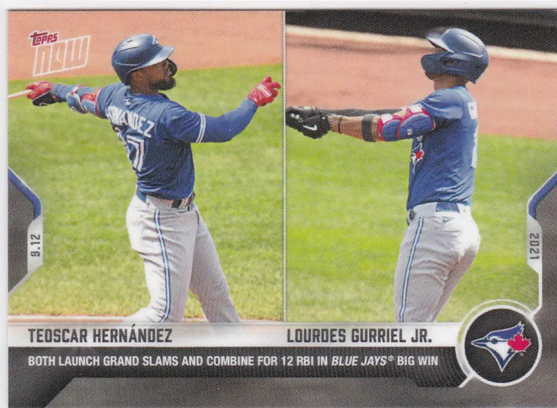 Baseball card featuring Teoscar Hernández and Lourdes Gurriel Jr for Toronto Blue Jays