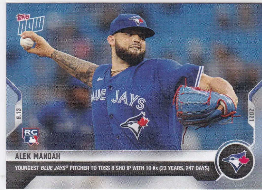 Alek Manoah Toronto Blue Jays baseball card from 2021 TOPPS NOW series