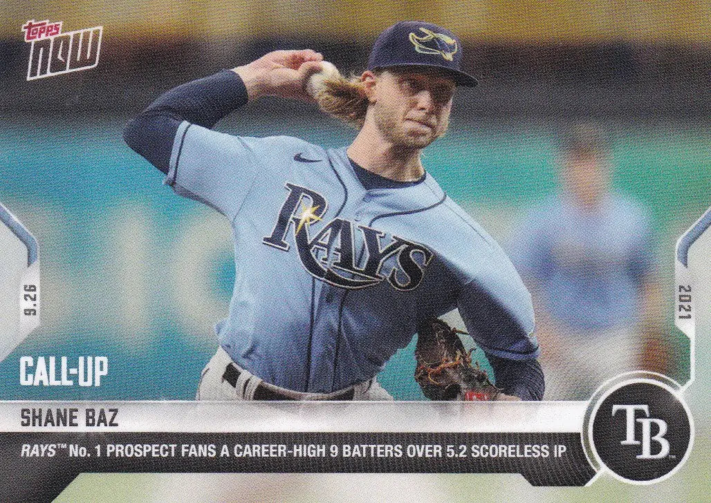Shane Baz Tampa Bay Rays baseball card from 2021 TOPPS NOW series