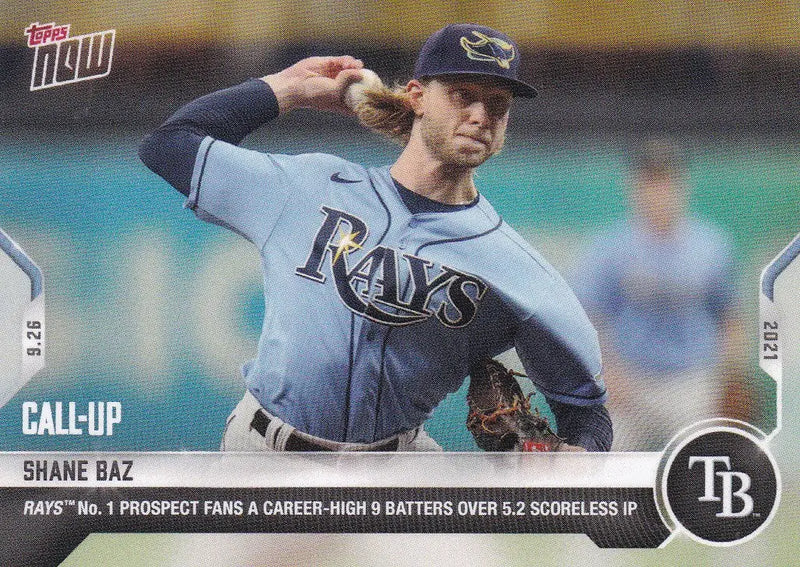 Shane Baz Tampa Bay Rays baseball card from 2021 TOPPS NOW series