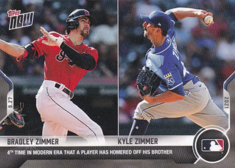 Baseball card featuring Bradley Zimmer- MLB and Kyle Zimmer from 2021 TOPPS NOW #869