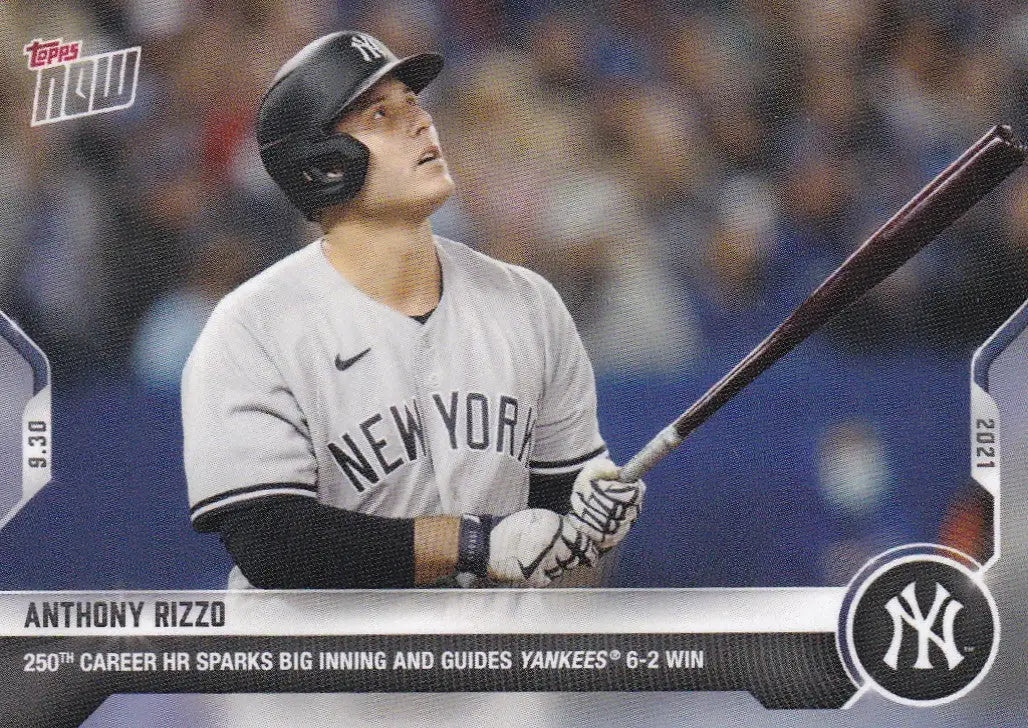 Anthony Rizzo baseball card featuring New York Yankees player in 2021 TOPPS NOW series