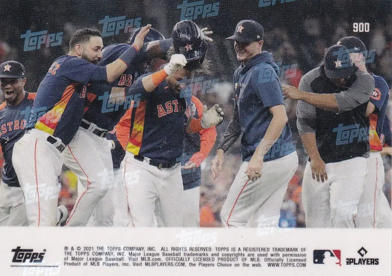 Houston Astros Yuli Gurriel baseball card from 2021 TOPPS NOW #900 display