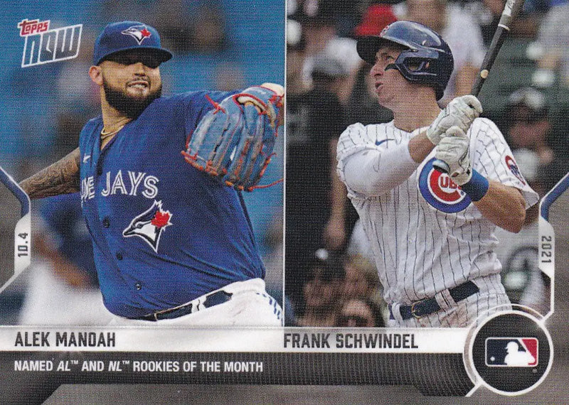 Baseball card featuring Alek Manoah MLB and Frank Schwindel from 2021 TOPPS NOW #904