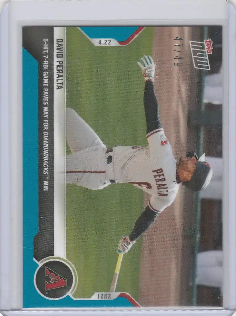 Baseball trading card of David Peralta diving for a catch, Arizona Diamondbacks 47/49
