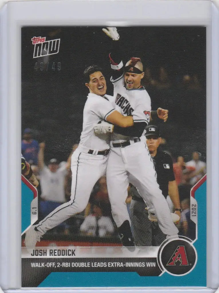 Baseball card of Josh Reddick celebrating with teammates for the Arizona Diamondbacks