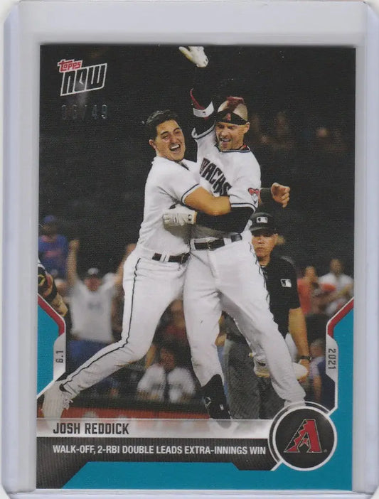Baseball card of Josh Reddick celebrating with teammates for Arizona Diamondbacks