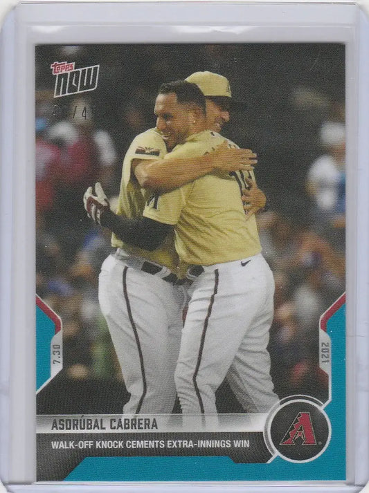 Baseball trading card of Asdrubal Cabrera celebrating with teammate for Arizona Diamondbacks