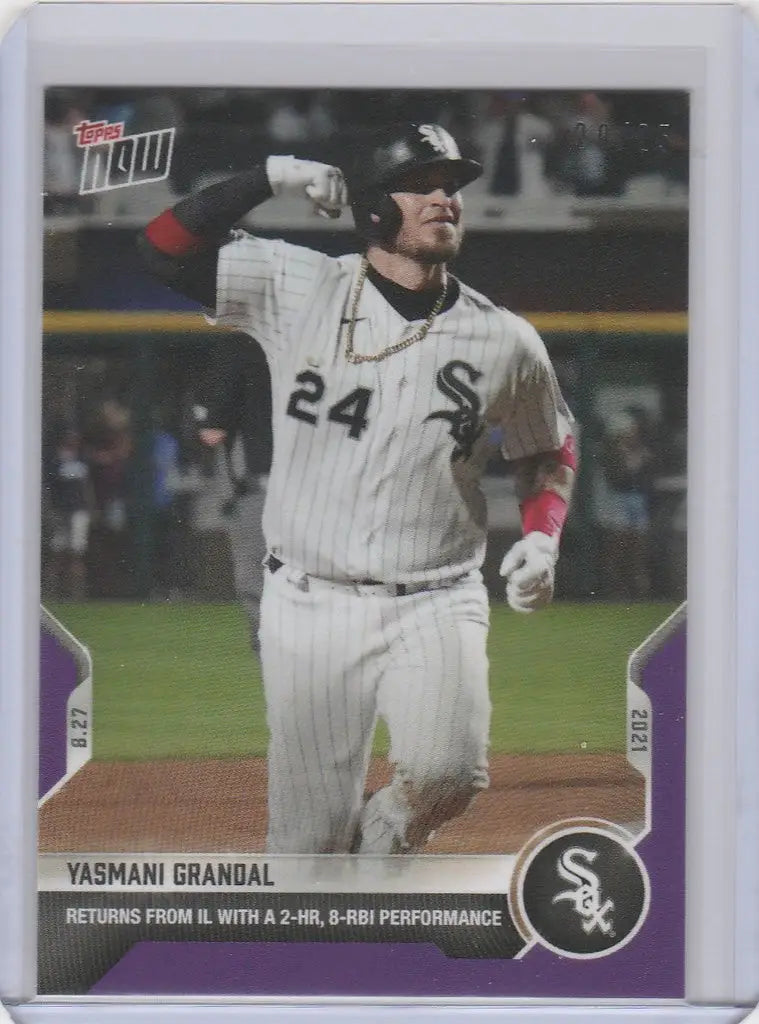 Baseball card of Yasmani Grandal Chicago White Sox player running with jersey 24