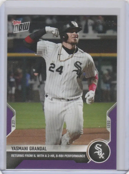 Baseball card of Yasmani Grandal Chicago White Sox player running with jersey 24