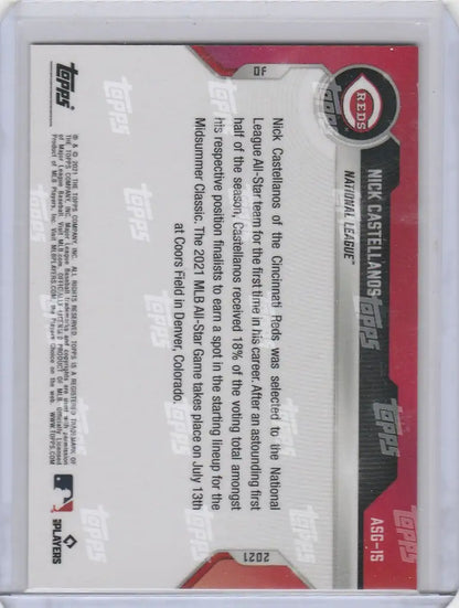 Baseball trading card back featuring player stats for Nick Castellanos Cincinnati Reds