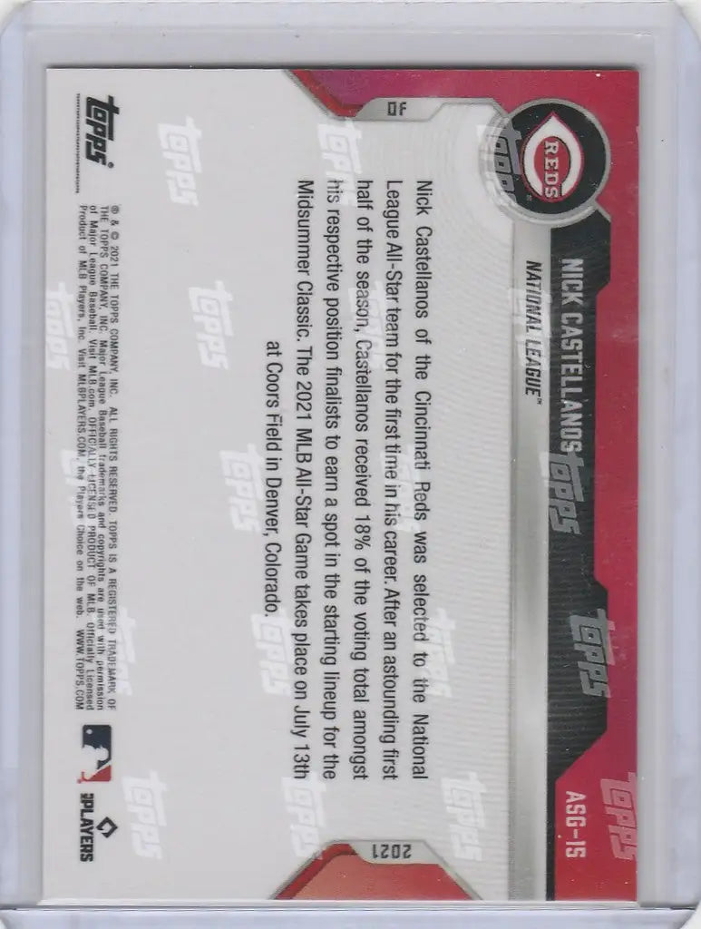 Baseball trading card back featuring player stats for Nick Castellanos Cincinnati Reds